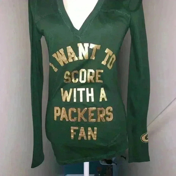 RARE NWT Victoria’s Secret PINK Green Bay Packers long sleeve size small - Picture 2 of 8